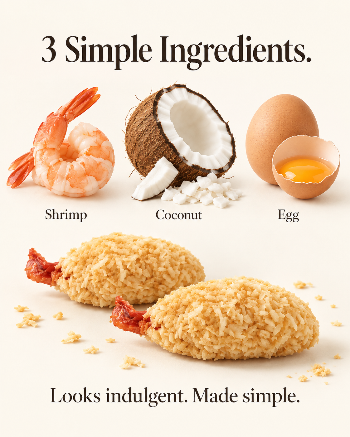 Wag & Batter Shrimp Tempura: 3 simple ingredients — shrimp, coconut, and egg.